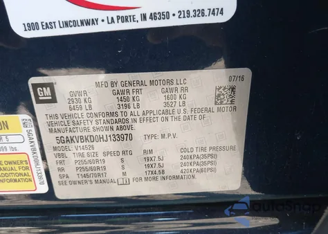 2017 Buick Enclave Leather из США, поврежденный, VIN 5GAKVBKD0HJ133970